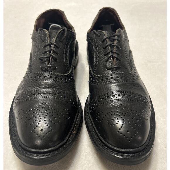 Allen Edmonds Strandmok Mens 9.5 D Black Brogue Oxford Dress Shoes Dainite - Picture 1 of 8
